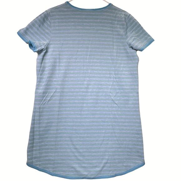 Sonoma Striped Mid Weight Short Sleeve Sleep Tee Shirt Size L Blue Gray Yellow - Picture 2 of 11